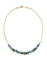 Load image into Gallery viewer, Calming Blue Opal Gemstone & Pearl chain Necklace
