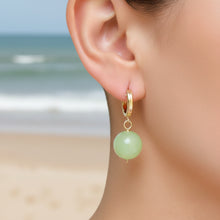 Load image into Gallery viewer, Serene Green Bolita Hoop Earrings