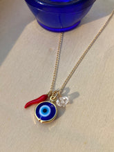 Load image into Gallery viewer, Lucky Evil Eye Necklace with Cornicello & Protective Herkimer Crystal