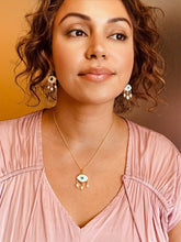 Load image into Gallery viewer, IOS Evil eye and pearl earrings