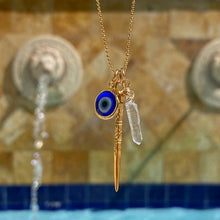 Load image into Gallery viewer, Evil Eye, Crystal &amp; Mien Stick Necklace

