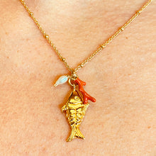Load image into Gallery viewer, Golden Fishie Trio Necklace