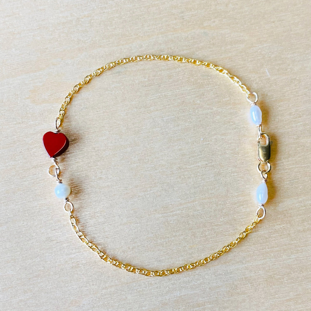 Heart & Pearl Bracelet