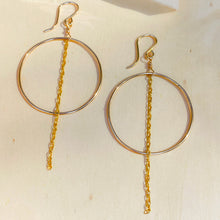 Load image into Gallery viewer, Hoop & Chain Golden Earrings