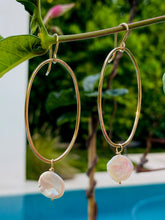 Load image into Gallery viewer, Moon dance Hoops with Moonstone drops
