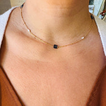 Load image into Gallery viewer, Kyanite squares and Pearls Choker Necklace