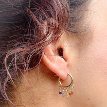 Load image into Gallery viewer, Tiny Rainbow Gemstones Hoops