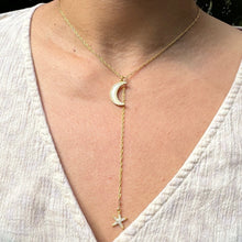 Load image into Gallery viewer, Dreamy Moon ‘n Star Sparkly Lariat Necklace
