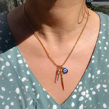 Load image into Gallery viewer, Evil Eye, Crystal & Mien Stick Necklace