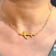 Load image into Gallery viewer, Gold Anchor & Paperclip chain Necklace