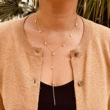 Load image into Gallery viewer, Pearly White "Y" Necklace