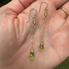 Load image into Gallery viewer, Chalcedony, Amazonite & Peridot Dangly Earrings