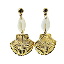 Load image into Gallery viewer, Scallop and Cowrie Shell Earrings
