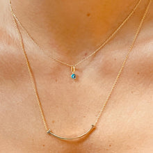 Load image into Gallery viewer, 14Kt GOLD Tiny Aqua Evil Eye Necklace
