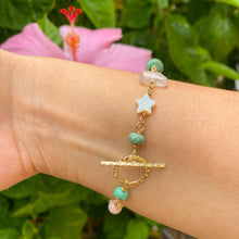 Load image into Gallery viewer, Star Light Pink n Green Toggle Bracelet