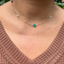 Load image into Gallery viewer, Turquoise Hearts and Pearls Necklace