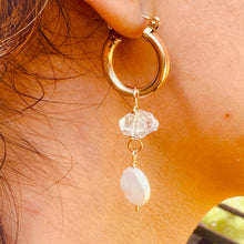 Load image into Gallery viewer, Ying-Yang Pearl & Herkimer Earrings