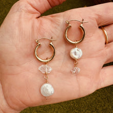 Load image into Gallery viewer, Ying-Yang Pearl & Herkimer Earrings