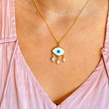 Load image into Gallery viewer, IOS Evil Eye with Pearls Necklace
