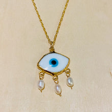Load image into Gallery viewer, IOS Evil Eye with Pearls Necklace