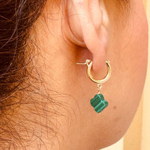 Load image into Gallery viewer, Lucky n’ Ears Malachite Clover Earrings
