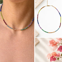Load image into Gallery viewer, Multi-Color Gemstone Blocks Necklace