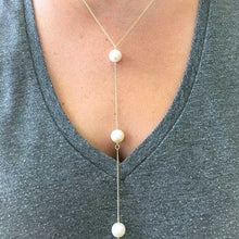 Load image into Gallery viewer, Triple Pearl "Y" Necklace