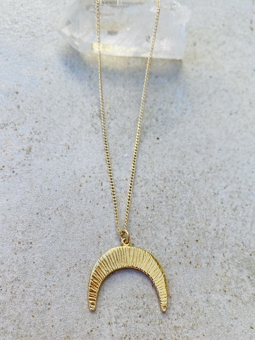 Golden Rays Crescent Moon charm Necklace