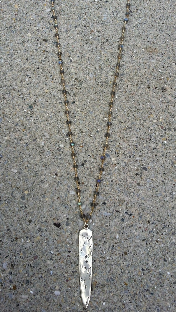 Dagger and Labradorite Rosary chain Necklace