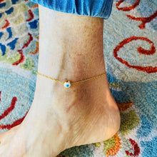 Load image into Gallery viewer, White Evil Eye Anklet