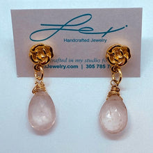 Load image into Gallery viewer, Drops with vermeil Rose stud and semi-precious stone