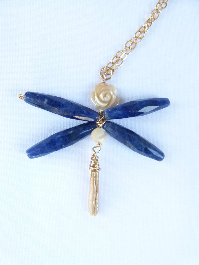 Dragonfly Gemstone Necklace