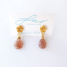 Load image into Gallery viewer, Drops with vermeil Rose stud and semi-precious stone