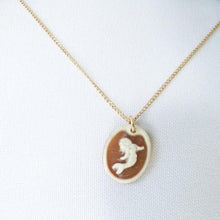 Load image into Gallery viewer, Hand carved Shell Cameo Necklace (Mermaid)