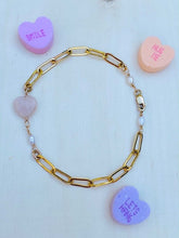 Load image into Gallery viewer, .Heart &amp; Pearl Golden chain Bracelet
