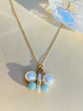 Load image into Gallery viewer, Handcrafted Butterfly Necklace - Pearls and Blue Amazonite