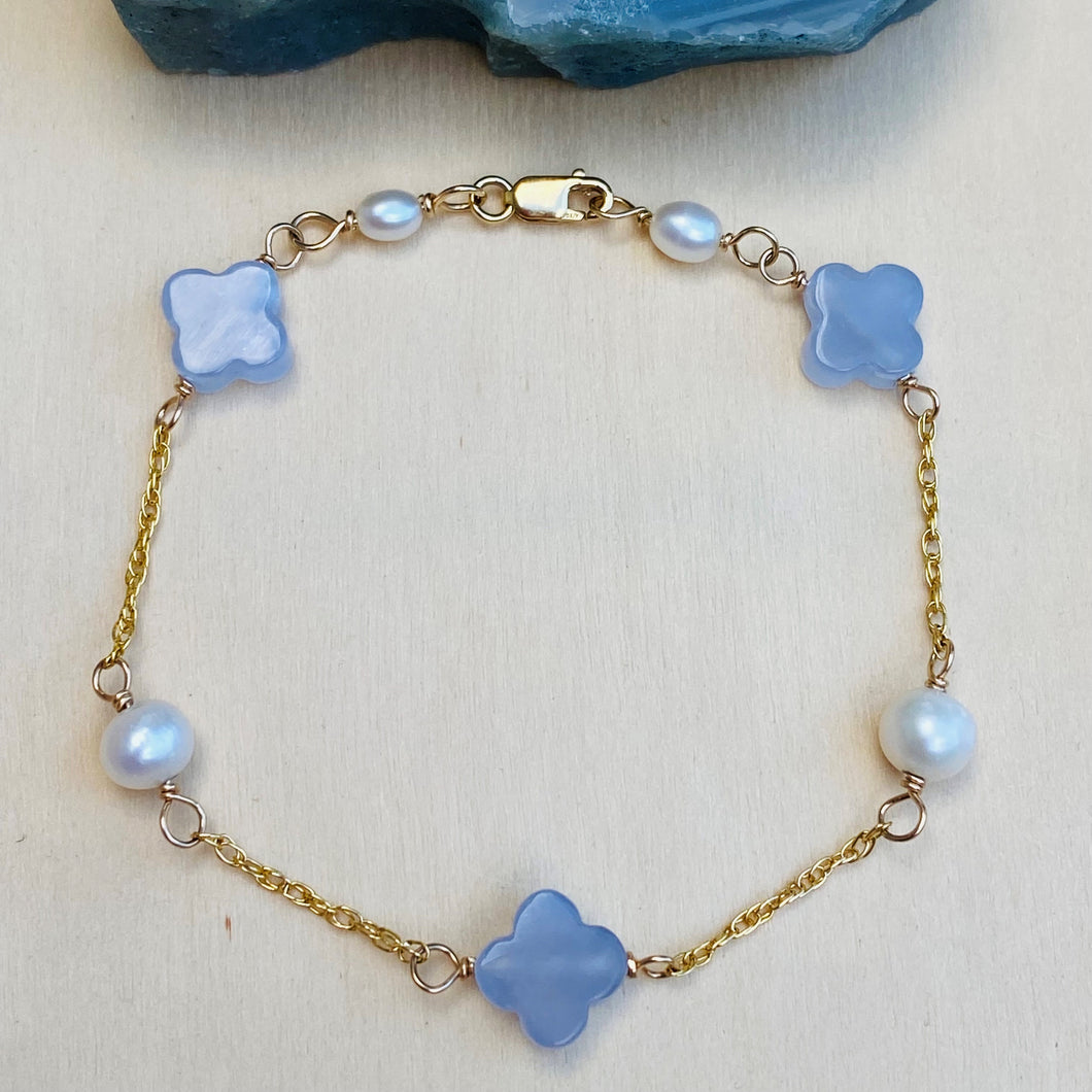 Lucky ‘n Blue Clovers and Pearls bracelet