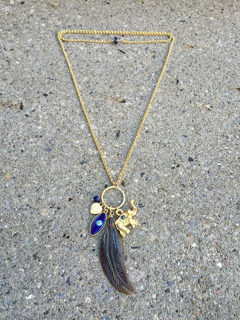 Charm bunch Necklace w/Gold platted chain
