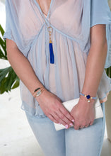 Load image into Gallery viewer, Long Necklace with Cobalt Tassel
