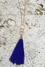 Load image into Gallery viewer, Long Necklace with Cobalt Tassel
