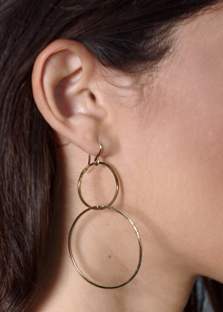 .Handmade 14kt Gold filled Double Hoop Earrings
