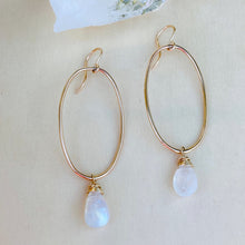 Load image into Gallery viewer, Moon dance Hoops with Moonstone drops
