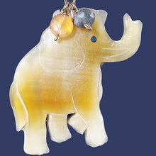 Load image into Gallery viewer, Horn Elephant charm Necklace with semi-precious stones