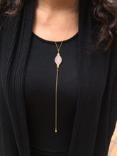 Load image into Gallery viewer, Druzy Necklace &quot;V&quot; with tiny dagger - 14kt Gold filled Necklace
