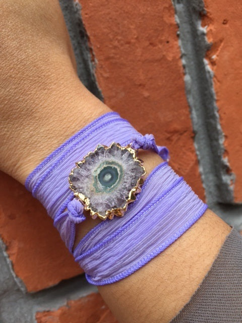 .Stalactite Druzy Wrap Bracelet - Purple
