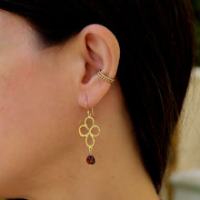 Load image into Gallery viewer, Flower/Clover Garnet Earrings
