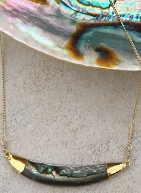 Iridescent Abalone Crescent Moon Necklace