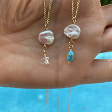 Load image into Gallery viewer, Keshi Pearl & Turquoise Necklace