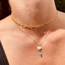Load image into Gallery viewer, Keshi Pearl & Turquoise Necklace
