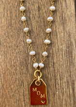 Load image into Gallery viewer, Personalized INITIALS tag charm Necklace w/Rosary Pearl chain
